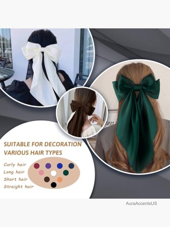 10 Pack Large Satin Ribbon Hair Bows Oversized French Style Bow Clips Barrettes main image 5